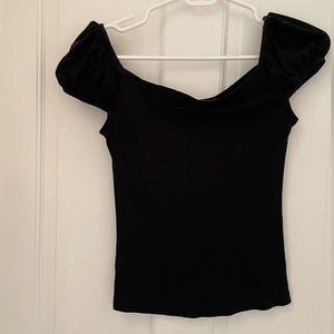 Black cap sleeve off the shoulder top